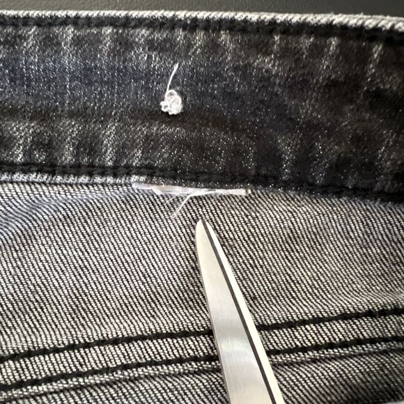 Chico’s Jeans 14 Charcoal Dark Wash Denim Boyfriend Ankle Leopard Patch Distress - Picture 9 of 13